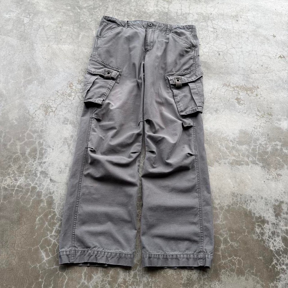 Vintage 90's old navy heavy cotton baggy wide leg slate grey cargo pants  36x31